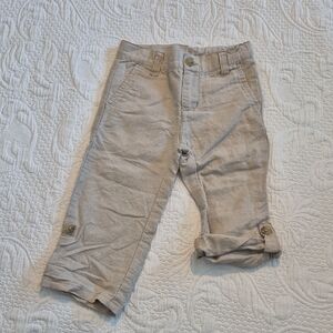 Janie and Jack boys 18 - 24 months tan convertible leg linen blend pants VGUC